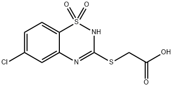 [[(6-Chloro-2H-1,2,4-benzothiadiazine 1,1-dioxide)-3-yl]thio]acetic acid 结构式