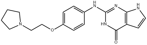 4H-Pyrrolo[2,3-d]pyriMidin-4-one, 3,7-dihydro-2-[[4-[2-(1-pyrrolidinyl)ethoxy]phenyl]aMino]- 结构式
