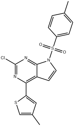 7H-Pyrrolo[2,3-d]pyriMidine, 2-chloro-7-[(4-Methylphenyl)sulfonyl]-4-(4-Methyl-2-thienyl)- 结构式