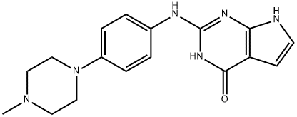 4H-Pyrrolo[2,3-d]pyriMidin-4-one, 3,7-dihydro-2-[[4-(4-Methyl-1-piperazinyl)phenyl]aMino]- 结构式