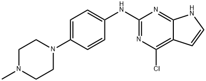 7H-Pyrrolo[2,3-d]pyriMidin-2-aMine, 4-chloro-N-[4-(4-Methyl-1-piperazinyl)phenyl]- 结构式