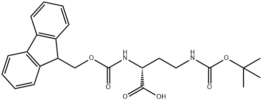 N-ALPHA-芴甲氧羰基-N-GAMMA-叔丁氧羰基-D-二氨基丁酸 结构式