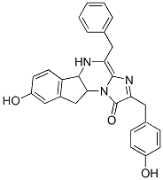 1H-Imidazo[1,2-a]indeno[1,2-e]pyrazin-1-one,  5,5a,10,10a-tetrahydro-8-hydroxy-2-[(4-hydroxyphenyl)methyl]-4-(phenylmethyl)- 结构式