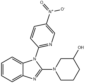 1-[1-(5-硝基-2-吡啶基)-1H-苯并咪唑-2-基]-3-哌啶醇 结构式