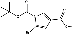 1-tert-Butyl 3-methyl 5-bromo-1H-pyrrole-1,3-dicarboxylate, Methyl 5-bromo-1-(tert-butoxycarbonyl)-1H-pyrrole-3-carboxylate 结构式