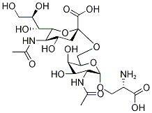 2-乙酰氨基-6-O-(Α-2-N-乙酰神经氨酰基)-2-脱氧-Α-D-吡喃半乳糖基丝氨酸 结构式