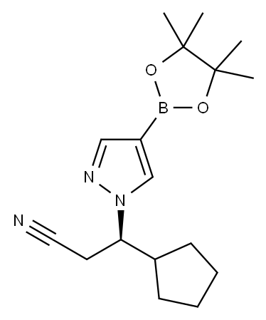 (BETAR)-BETA-环戊基-4-(4,4,5,5-四甲基-1,3,2-二氧杂硼杂环戊烷-2-基)-1H-吡唑-1-丙腈 结构式
