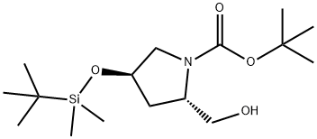 (2S,4R)-1-BOC-4-(叔丁基二甲基硅氧基)-2-(羟甲基)吡咯烷 结构式