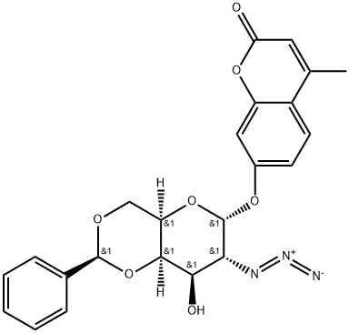 4-MethyluMbelliferyl 2-Azido-2-deoxy-4,6-O-phenylMethylene-α-D-galactopyranoside 结构式