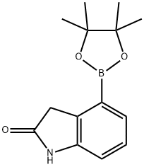 2H-吲哚-2-酮, 1,3-二氢-4-(4,4,5,5-四甲基-1,3,2-二氧杂环己硼烷-2-基)- 结构式
