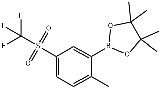 2-METHYL-5-(TRIFLUOROMETHYLSULFONYL)PHENYLBORONIC ACID, PINACOL ESTER 结构式
