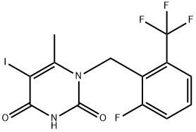 1-[2-氟-6-(三氟甲基)苄基]-5-碘-6-甲基嘧啶-2,4(1H,3H)-二酮 结构式