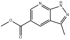 METHYL 3-METHYL-1H-PYRAZOLO[3,4-B]PYRIDINE-5-CARBOXYLATE 结构式