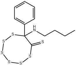7-Phenyl-7-(butylamino)-1,2,3,4,5,6-hexathiocane-8-thione 结构式