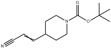 (E)-叔-丁基 4-(2-氰基乙烯基)哌啶-1-甲酸基酯 结构式