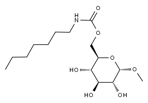 甲基6-O(N-庚甲酰)-Α-D-葡萄糖苷 结构式