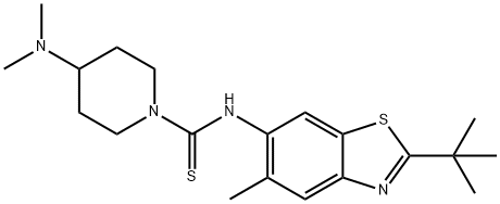 2-tert-Butyl-5-methyl-6-[4-(dimethylamino)piperidino(thiocarbonyl)amino]benzothiazole 结构式