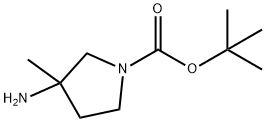 3-氨基-3-甲基吡咯烷-1-羧酸叔丁酯 结构式