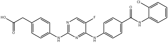 2-(4 - ((4 - ((4 - ((2-氯苯基)氨基甲酰基)苯基)氨基)-5-氟嘧啶-2-基) 结构式