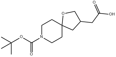 1-Oxa-8-azaspiro[4.5]decane-3-acetic acid, 8-[(1,1-diMethylethoxy)carbonyl]- 结构式
