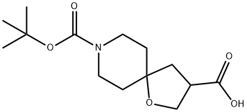 8-(叔-丁氧羰基)-1-氧杂-8-氮杂螺[4.5]癸烷-3-羧酸 结构式