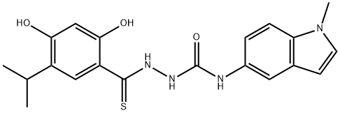 1-(2,4-dihydroxy-5-isopropylphenylcarbonothioyl)-4-(1-Methyl-1H-indol-5-yl)seMicarbazide 结构式