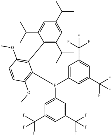JACKIEPHOS, BIS(3,5-BIS(TRIFLUOROMETHYL)PHENYL)(2′,4′,6′- TRIISOPROPYL-3,6-DIMETHOXYBIPHENYL-2-YL)PHOSPHINE 结构式