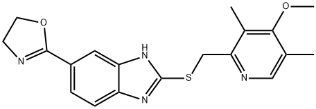 2-[(4-METHOXY-3,5-DIMETHYL-2-PYRIDINYL)-METHYLTHIO]-5-(OXAZOLIN-2-YL)-BENZIMIDAZOLE 结构式