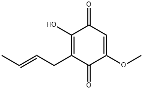 2,5-Cyclohexadiene-1,4-dione,3-(2-butenyl)-2-hydroxy-5-methoxy-,(E)-(9CI) 结构式