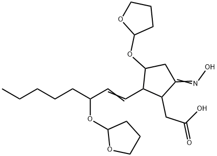3-tetrahydrofuranyloxy-5-hydroxyimino-2-(3-tetrahydrofuranyloxy-1-octenyl)cyclopentane-1-acetic acid 结构式
