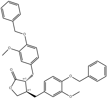 trans-(±)-Dihydro-3,4-bis[[3-Methoxy-4-(phenylMethoxy)phenyl]Methyl]-2(3H)-furanone 结构式