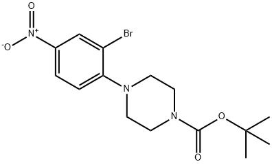 3-溴-4-(1-叔丁氧羰基-哌嗪-4-基)硝基苯 结构式