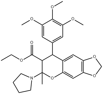 Ethyl 7,8-dihydro-6-methyl-6-(1-pyrrolidinyl)-8-(3,4,5-trimethoxypheny l)-6H-1,3-dioxolo(4,5-g)(1)benzopyran-7-carboxylate 结构式