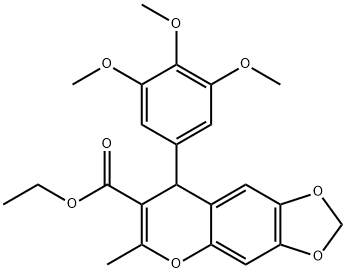 8H-1,3-Dioxolo(4,5-h)(1)benzopyran-7-carboxylic acid, 6-methyl-8-(3,4, 5-trimethoxyphenyl)-, ethyl ester 结构式