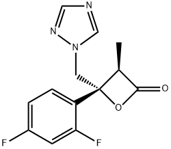 (3R,4R)-4-(2,4-Difluorophenyl)-3-Methyl-4-(1H-1,2,4-triazol-1-ylMethyl)-2-oxetanone 结构式