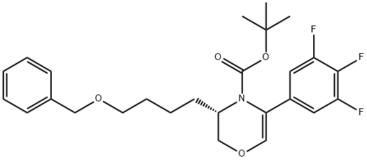 3-(4-(苄氧基)丁基)-5-(3,4,5-三氟苯基)-2H-1,4-恶嗪-4(3H)-羧酸叔丁酯 结构式