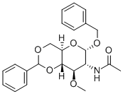 苄基2-乙酰氨基-4,6-O-亚苄基-2-脱氧-3-O-甲基-Α-D-吡喃葡萄糖苷 结构式