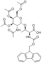 N-芴甲氧羰基-O-BETA-(2-乙酰氨基-2-脱氧-3,4,6-三-O-乙酰基-ALPHA-D-吡喃半乳糖基)-L-苏氨酸 结构式