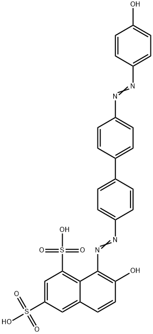 7-hydroxy-8-[[4'-[(4-hydroxyphenyl)azo][1,1'-biphenyl]-4-yl]azo]naphthalene-1,3-disulphonic acid  结构式