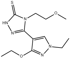 5-(3-Ethoxy-1-ethyl-1H-pyrazol-4-yl)-4-(2-methoxyethyl)-4H-1,2,4-triazole-3-thiol 结构式