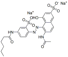 6-Acetylamino-5-(4-hexanoylamino-2-sulfophenylazo)-4-hydroxy-2-naphthalenesulfonic acid disodium salt 结构式