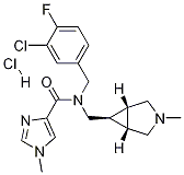 N-[(3-氯-4-氟苯基)甲基]-1-甲基-N-[[(1ALPHA,5ALPHA,6ALPHA)-3-甲基-3-氮杂双环[3.1.0]己烷-6-基]甲基]-1H-咪唑-4-甲酰胺盐酸盐 结构式