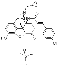14B-(对氯肉桂氨基)-7,8-二氢-N-环丙基甲基吗啡酮甲磺酸 结构式