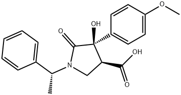 (3S,4R)-4-(3-fluorophenyl)-4-hydroxy-5-oxo-1-((R)-1-phenylethyl)pyrrolidine-3-carboxylic acid 结构式
