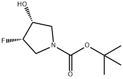 顺式-3-氟-4-羟基吡咯烷-1-羧酸叔丁酯 结构式