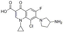 3-Quinolinecarboxylic acid, 7-(3-aMino-1-pyrrolidinyl)-8-chloro-1-cyclopropyl-6-fluoro-1,4-dihydro-4-oxo- 结构式