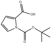 1-(叔丁氧羰基)-1H-2-吡咯甲酸 结构式