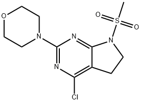 4-(4-氯-7-(甲磺酰基)-6,7-二氢-5H-吡咯并[2,3-D]嘧啶-2-基)吗啉 结构式