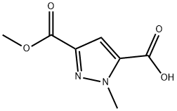 3-甲氧羰基-1-甲基-吡唑-5-甲酸 结构式