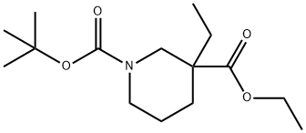 1-BOC-3-乙基哌啶-3-甲酸乙酯 结构式